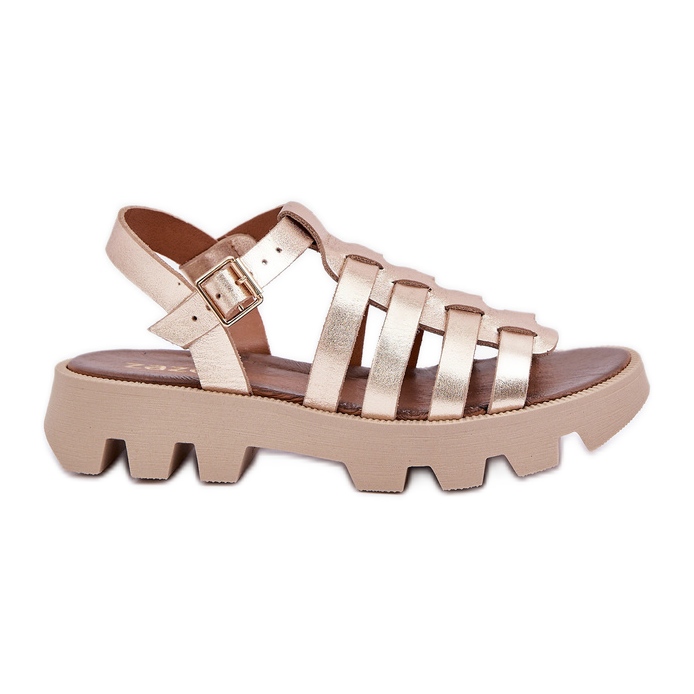 Women's leather sandals Zazoo 3695 PLN golden
