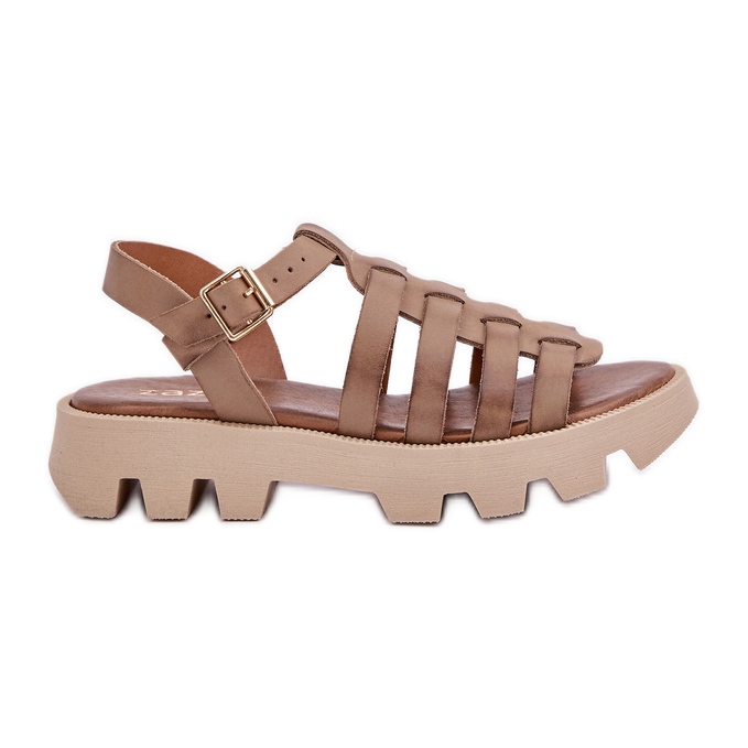 Women's leather sandals Zazoo 3695 beige