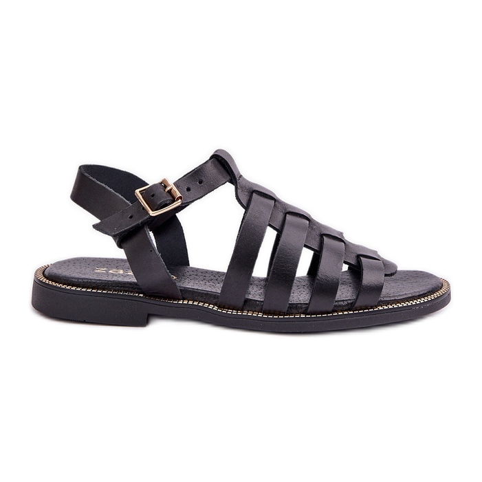 Leather sandals with flat heels Zazoo 3686 Black Leather sandals with flat heels Zazoo 3686 Black