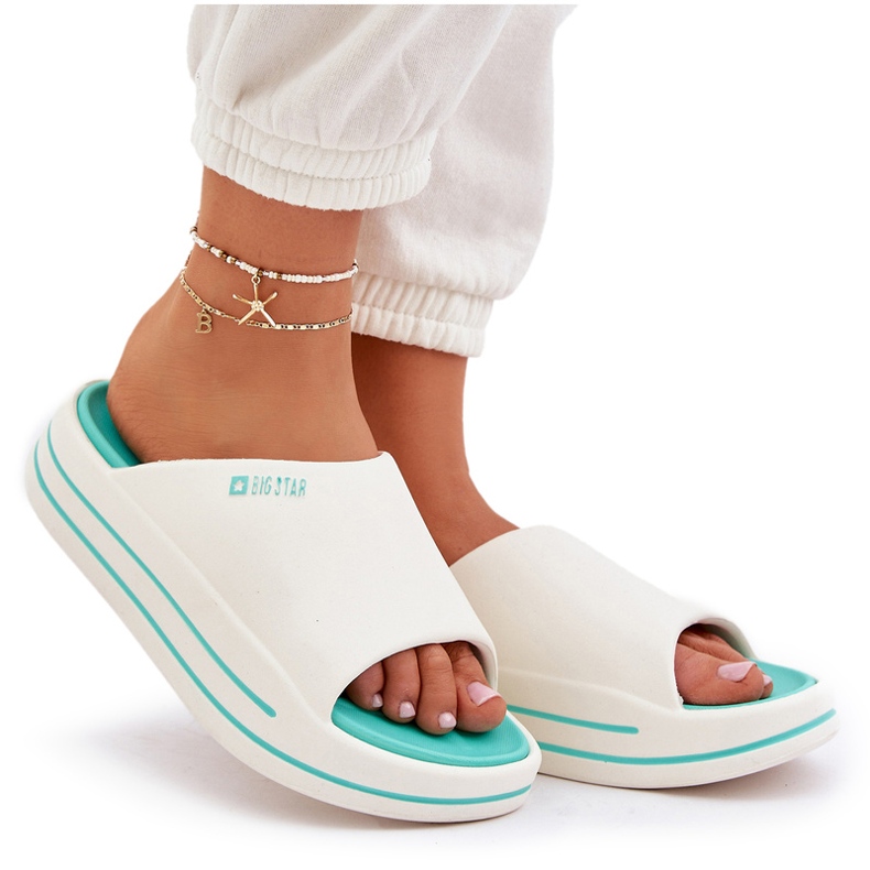 Women's flip flops on the platform Big Star NN274A038 White-cham