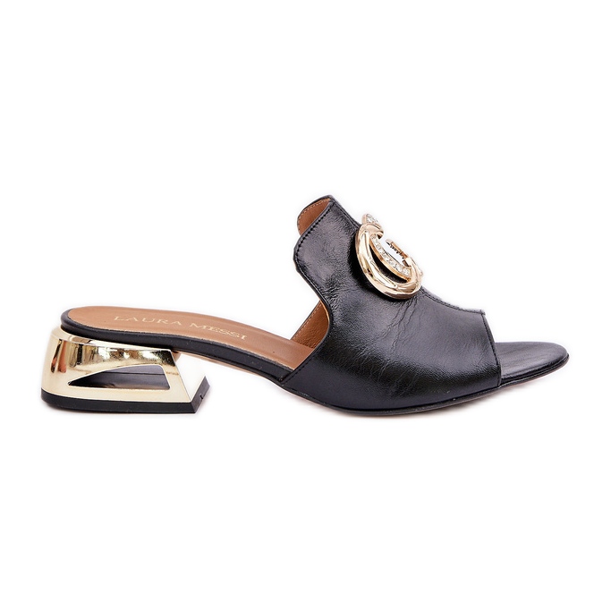 Elegant leather women's low -heels Laura Messi 2874 black Elegant leather women's low -heels Laura Messi 2874 black