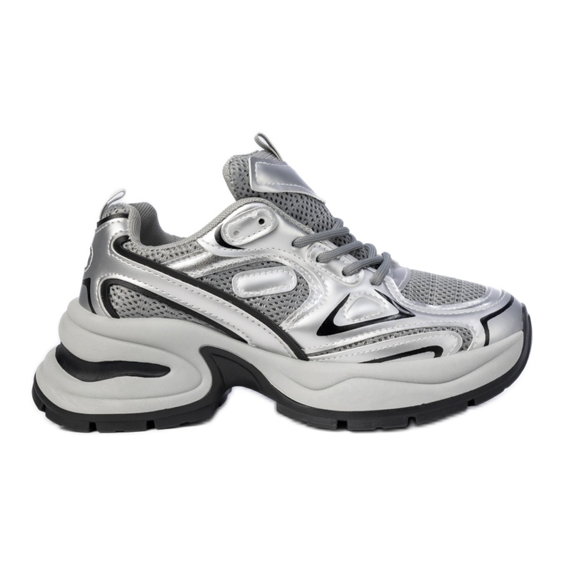 Women's gray-silver sports sneakers grey