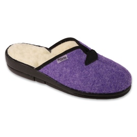Befado women's slippers insulated with wool PU 937D637 purple