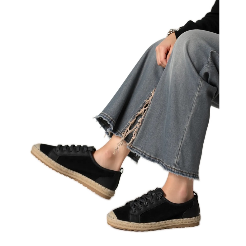 Women's Espadrilles Noir Lace Black