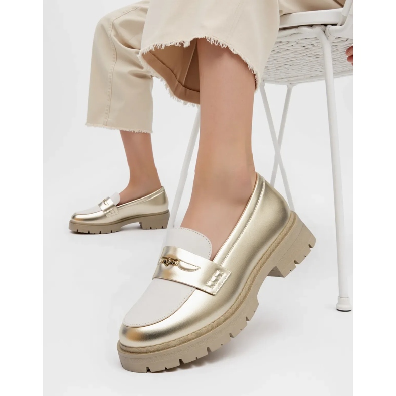 Women's Gold loafers golden