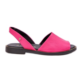 Leather sliding sandals Zazoo 40327 FUKSJA pink