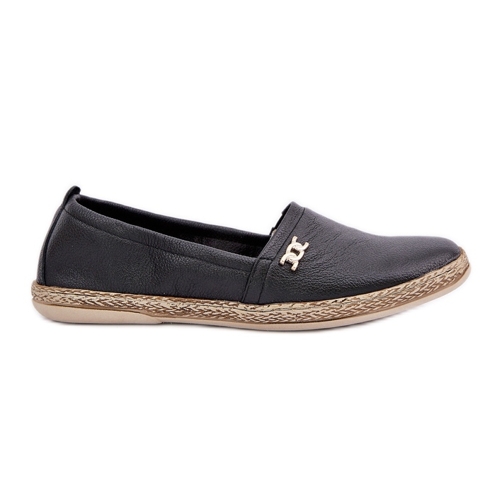Elegant leather espadrilles Women's Zazoo 10177 Black