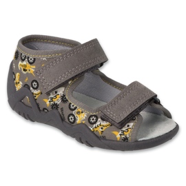Befado baby slippers gray with Velcro 350p055 grey
