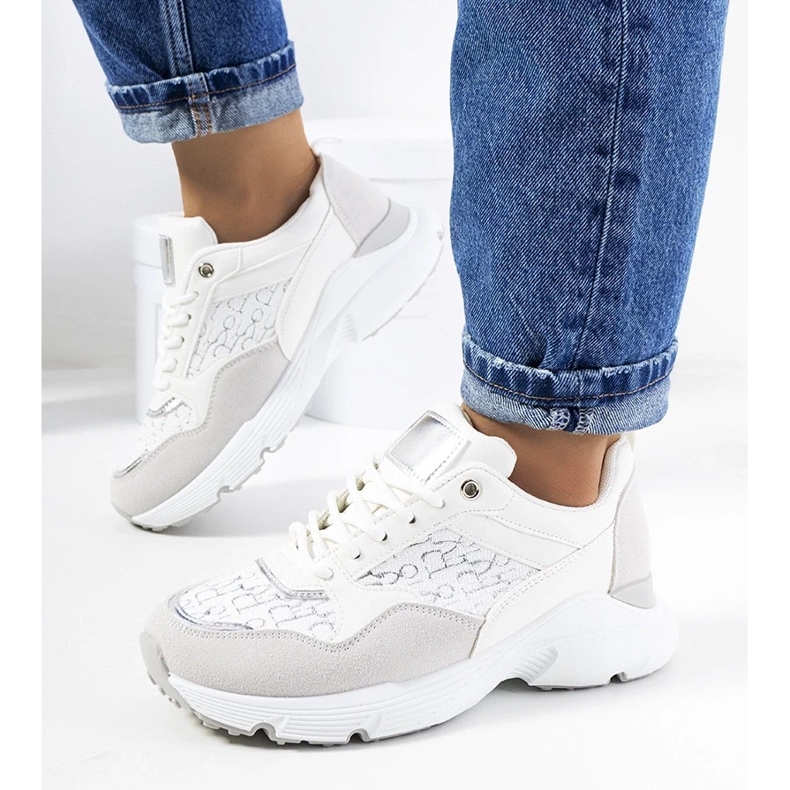 D/GMR Women's white Viale sneakers grey D/GMR Women's white Viale sneakers grey