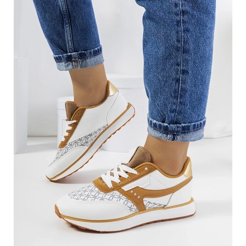 D/GMR White and brown women's Chiara sneakers