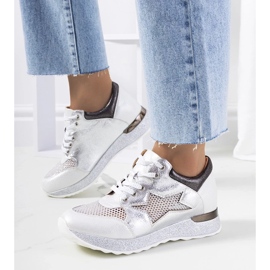 D/GMR White metallic sports shoes lace -up sneakers openwork torres