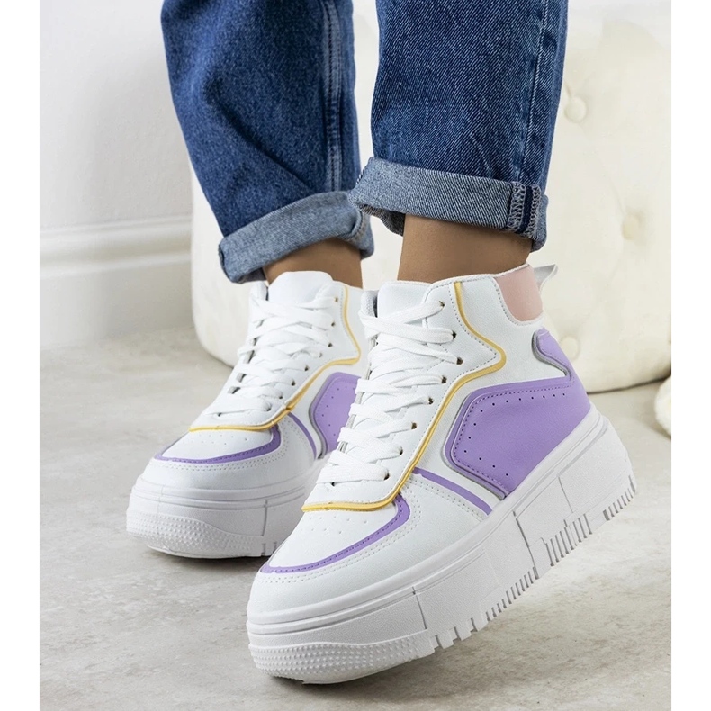 D/GMR White and purple Zetta ankle sneakers
