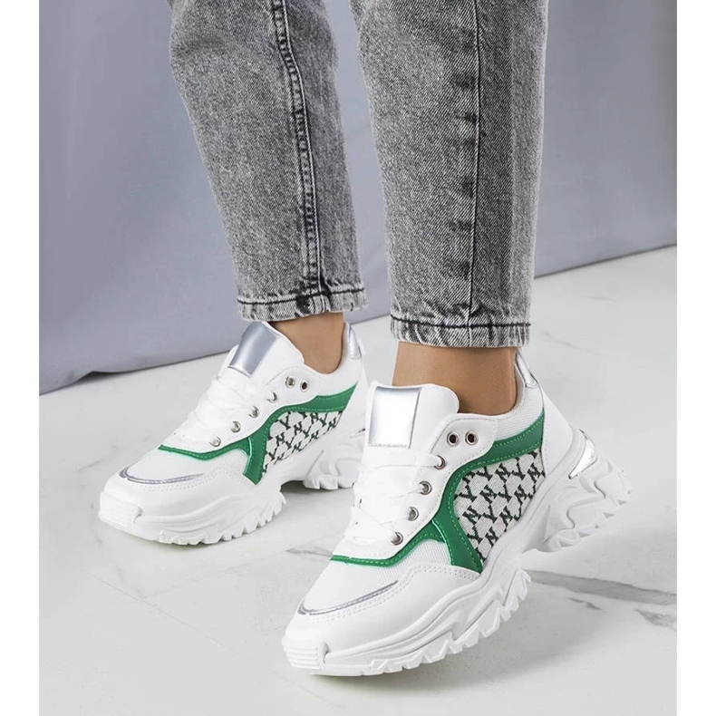 D/GMR White and green women's sneakers from Florival