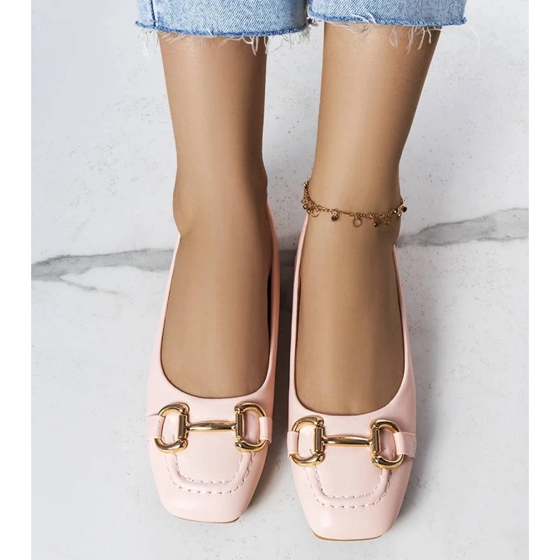 D/GMR Pink ballerinas with gold embellishment from Iris