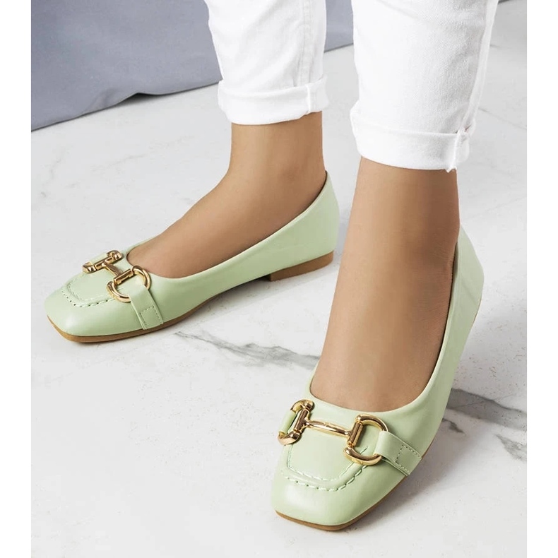 D/GMR Green ballerinas with gold Iris decoration