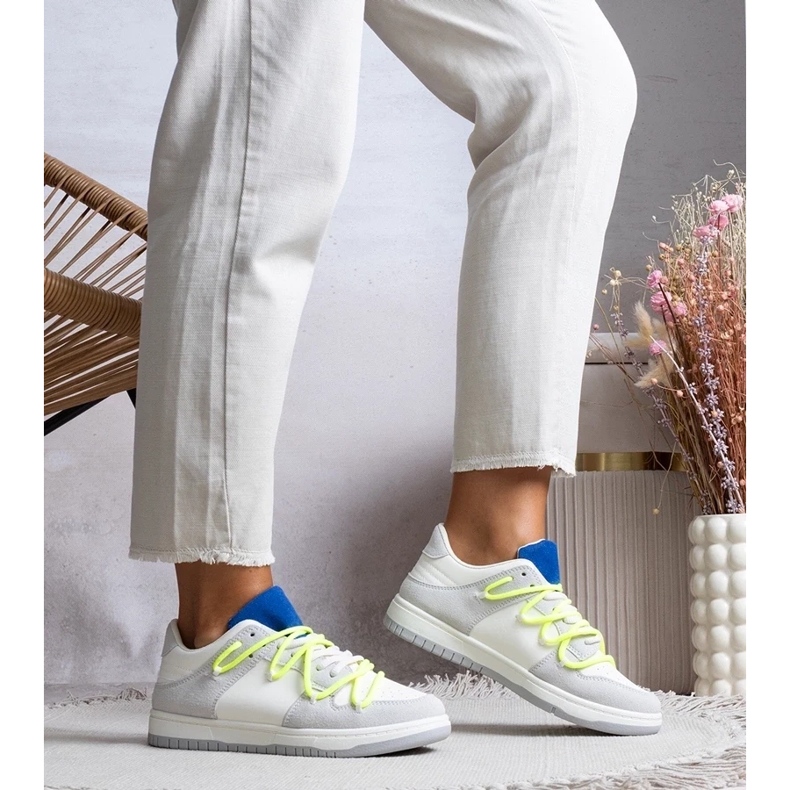 D/GMR Gray sneakers women's sneakers with neon laces Arcobaleno grey