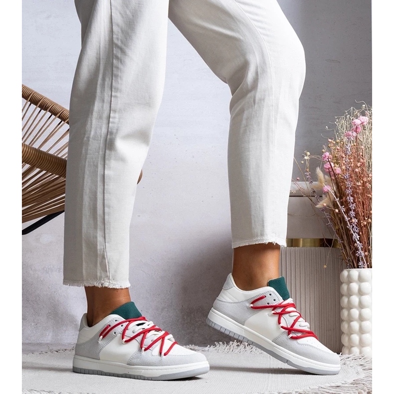 D/GMR Gray sneakers women's sneakers with red arcobaleno laces grey