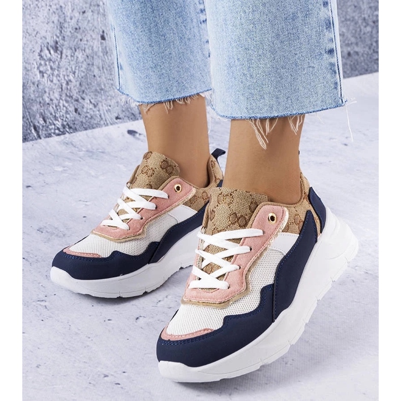 D/GMR Navy blue sneakers with gold inserts from Lebrun