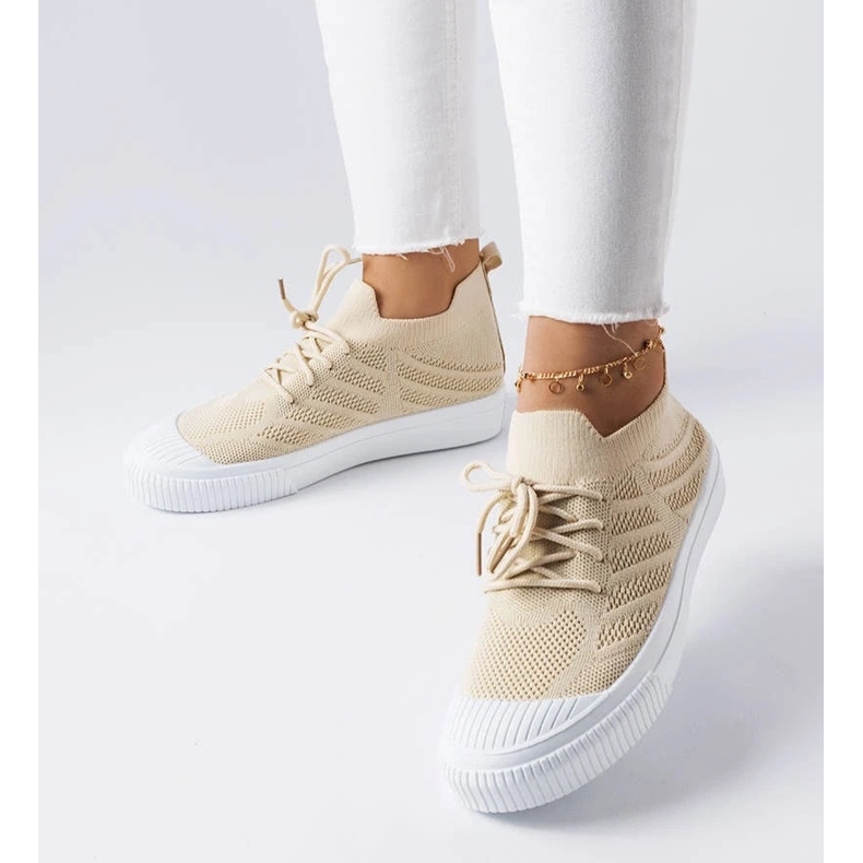 D/GMR Beige sneakers made of stretch fabric from Polaire