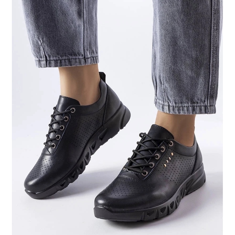 D/GMR Black openwork leather brogues from Brodeur