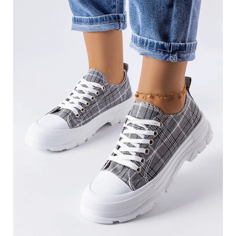 D/GMR Gray checked sneakers from McKeylor grey