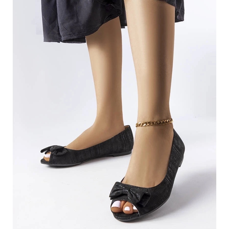 D/GMR Black metallic ballerinas with bow from Hawk