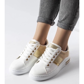 D/GMR White sneakers with beige inserts from Deans