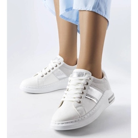 D/GMR White sneakers with gray inserts from Deans