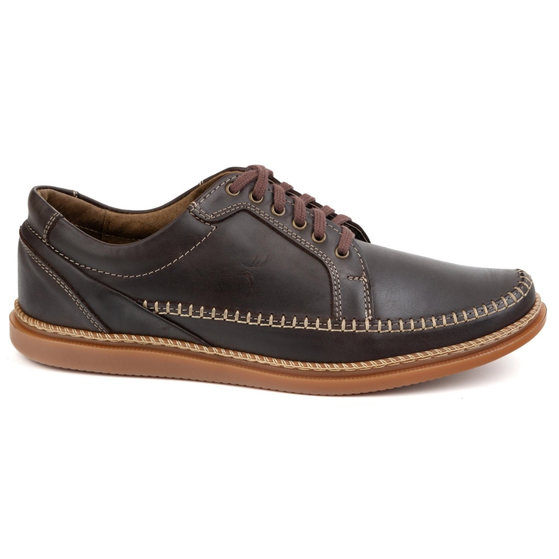 Olivier Men's leather shoes casual model 313gt dark brown