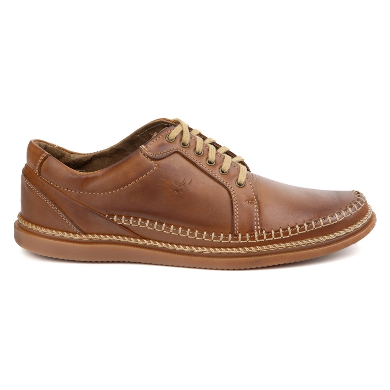 Olivier Men's leather shoes casual model 313gt camel brown