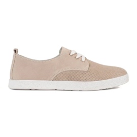 Goodin Beige openwork sneakers made of natural leather