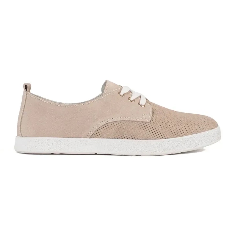 Goodin Beige openwork sneakers made of natural leather