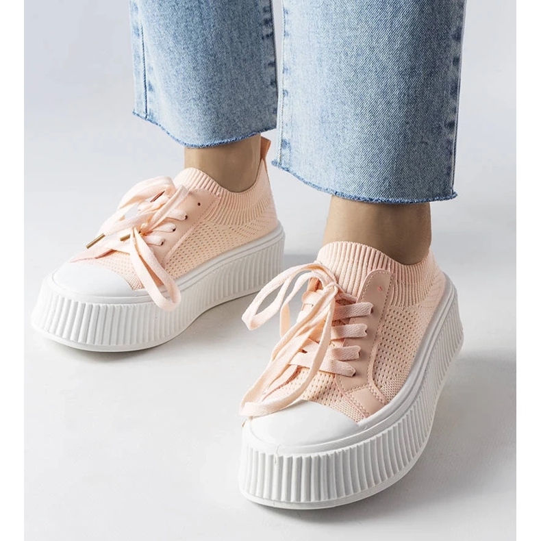 D/GMR Pink fabric sneakers on the Mallus platform