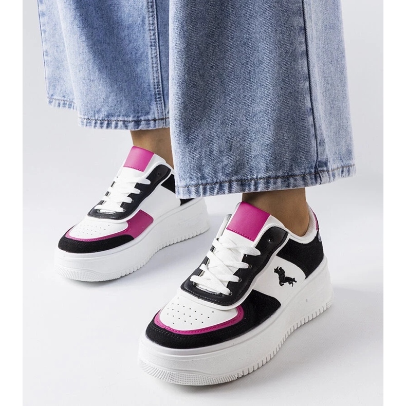 D/GMR Black and pink platform sneakers from Gidle