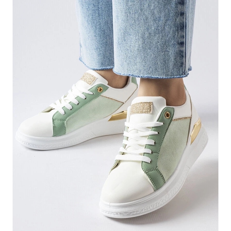 D/GMR White and green shoes with a gold accent from Palais