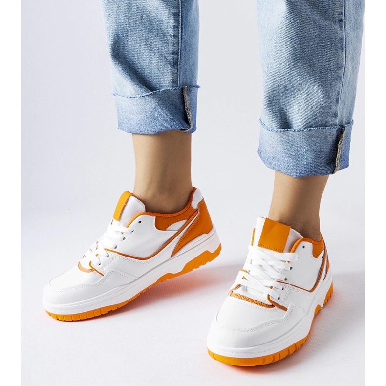 D/GMR White and orange Barrette sneakers