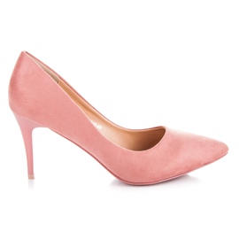 Ideal Shoes Suede High Heels pink