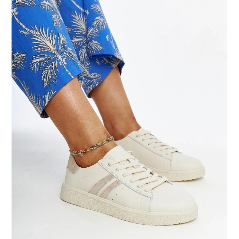 D/GMR Camilla beige leather lace-up sneakers D/GMR Camilla beige leather lace-up sneakers