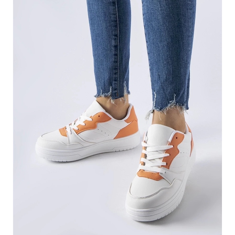 D/GMR Fournie white shoes with orange accents