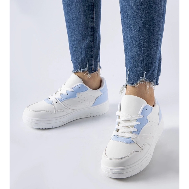 D/GMR White sneakers with blue accents from Fournie D/GMR White sneakers with blue accents from Fournie