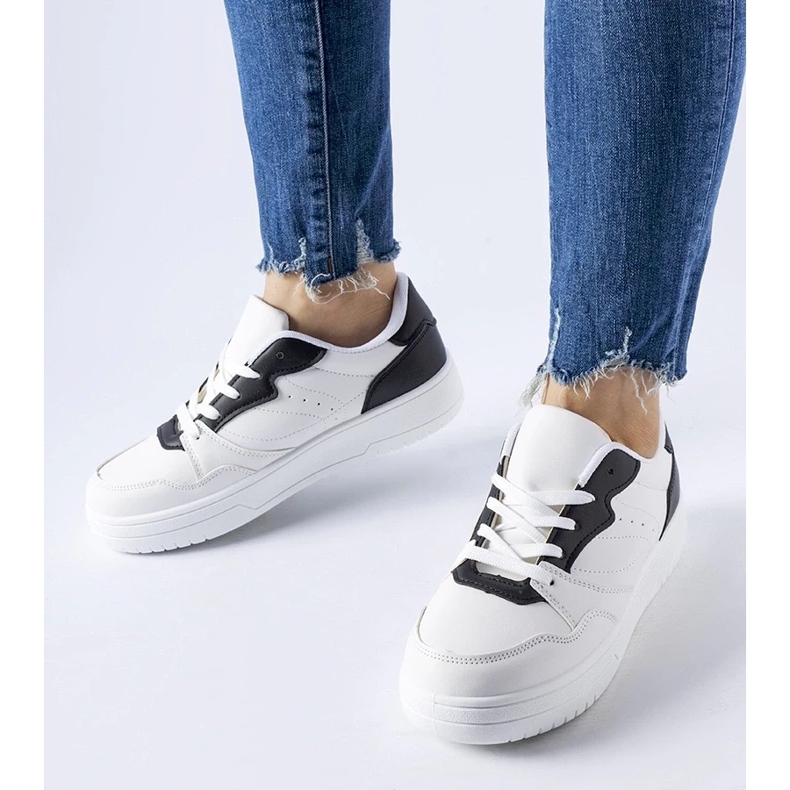 D/GMR White sneakers with black Fournie accents