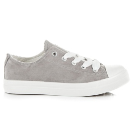 Ideal Shoes Corduroy Sneakers grey