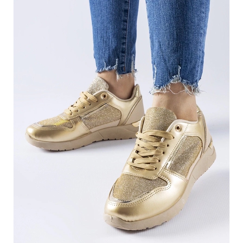 D/GMR Beige and gold sneakers with decorative thread from Facondo