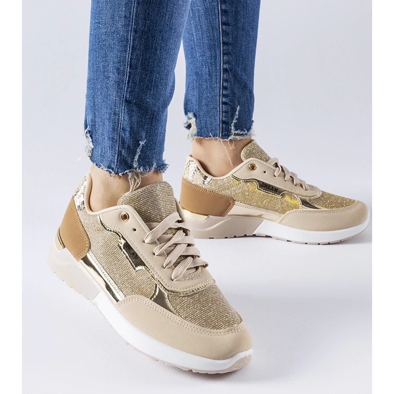 D/GMR Beige glitter sneakers from Roganzuolo