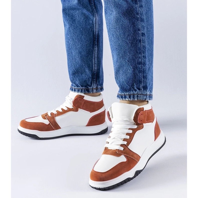 D/GMR Elizabeth's white and brown high-top sneakers