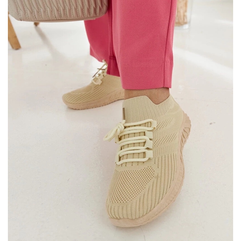 D/GMR Beige fabric sneakers by Ornella
