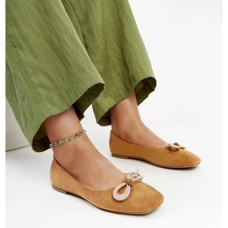 D/GMR Brown ballet flats with a bow by Gaillou