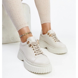D/GMR Light beige leather sneakers by Karino