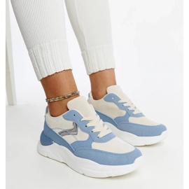 D/GMR Beige and blue sneakers on the Nereida platform