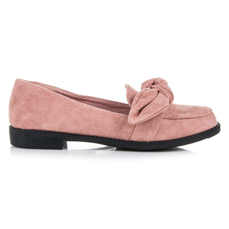 Ideal Shoes Suede brogues with a bow pink